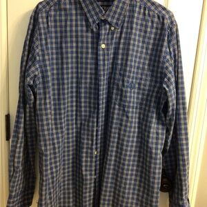 Chaps Blue and White Checkered Button Down Shirt